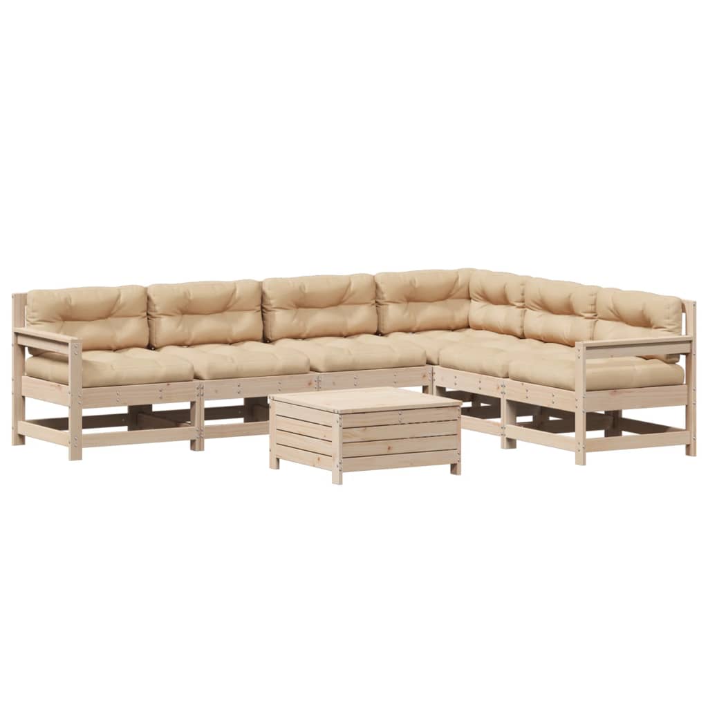 Set Salotto Giardino 7 pz Cuscini Antracite Legno Massello Pinocod mxl 92925