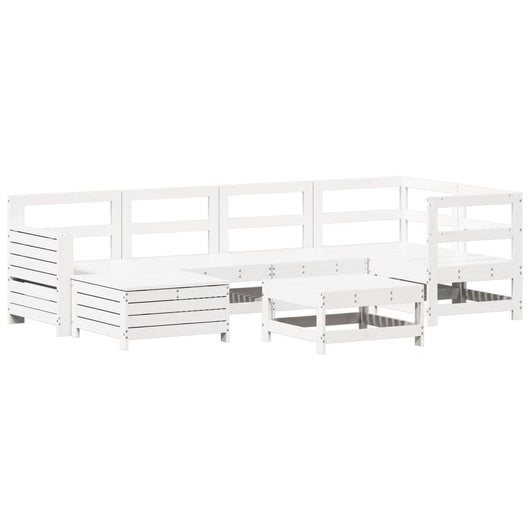 Set Divani da Giardino 7 pz Bianco in Legno Massello di Pino 3250917
