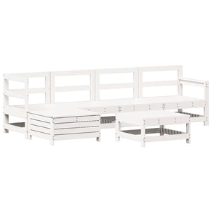 Set Divani da Giardino 6 pz Bianco in Legno Massello di Pino