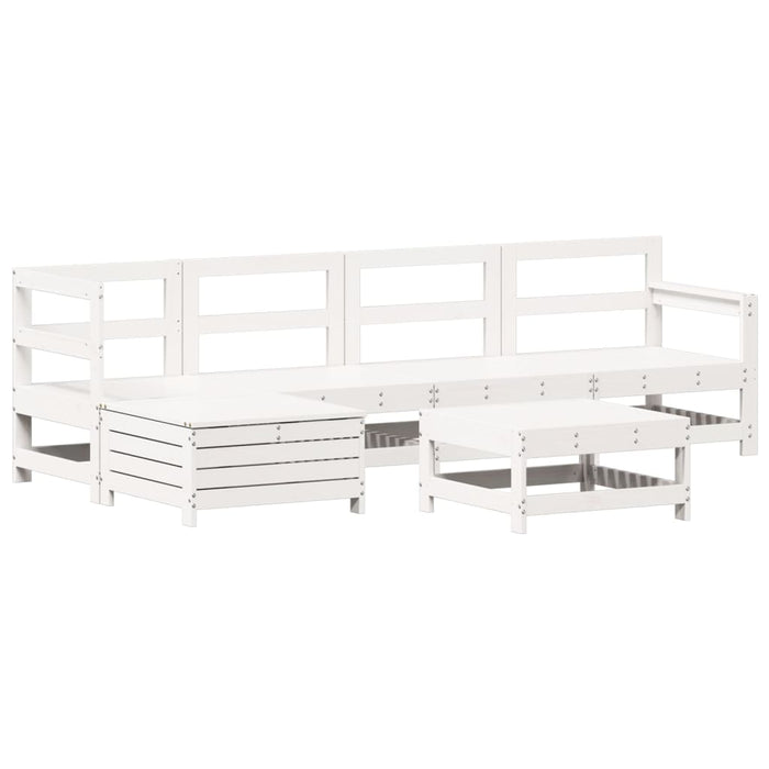 Set Divani da Giardino 6 pz Bianco in Legno Massello di Pino 3250925