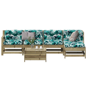 Set Divani da Giardino 6pz con Cuscini Legno Impregnato di Pino