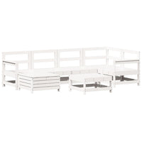 Set Divani da Giardino 7 pz Bianco in Legno Massello di Pino