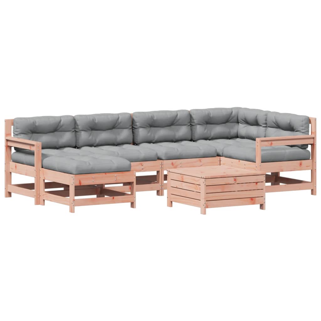 Set Divani Giardino 7 pz con Cuscini Legno Massello di Douglas