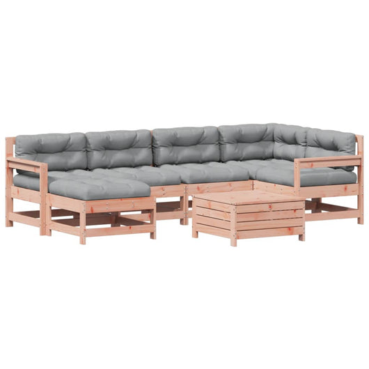 Set Divani Giardino 7 pz con Cuscini Legno Massello di Douglas