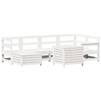 Set Divani da Giardino 7 pz Bianco in Legno Massello di Pino