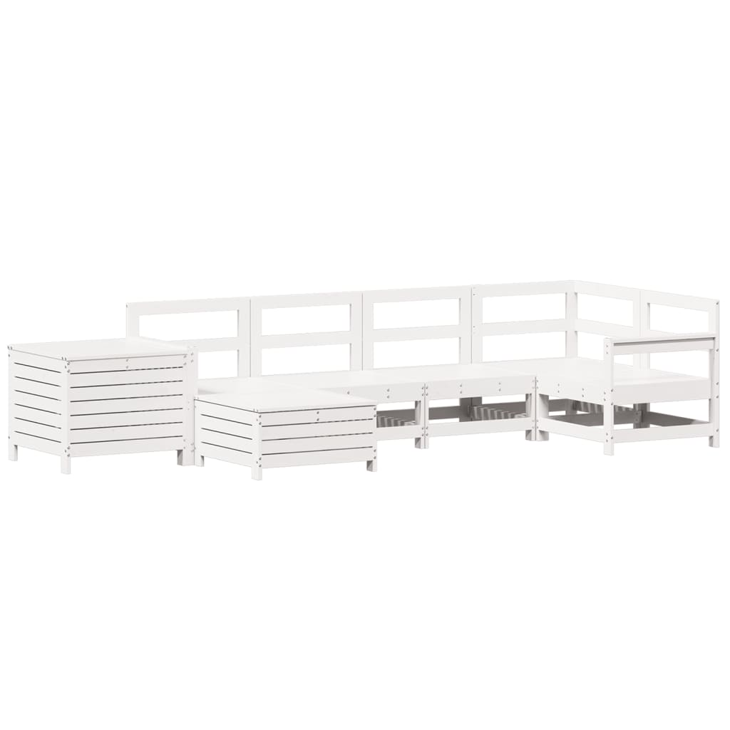 Set Divani da Giardino 7 pz Bianco in Legno Massello di Pino 3250977