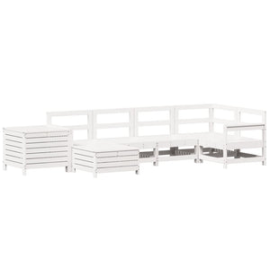 Set Divani da Giardino 7 pz Bianco in Legno Massello di Pino 3250977