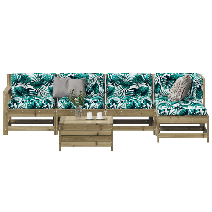 Set Divani da Giardino 6pz con Cuscini Legno Impregnato di Pino 3250983