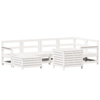 Set Divani da Giardino 7 pz Bianco in Legno Massello di Pino