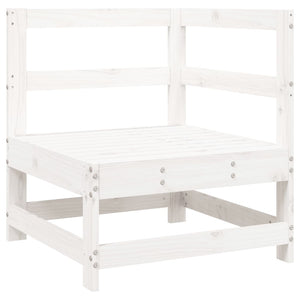Set Divani da Giardino 7 pz Bianco in Legno Massello di Pino