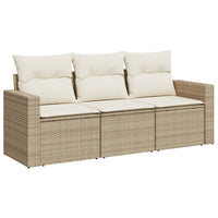 Set Divano da Giardino 3 pz con Cuscini Beige in Polyrattan 3250995
