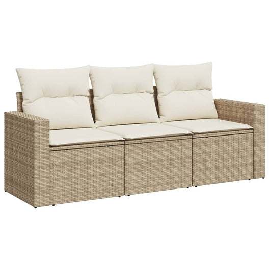 Set Divano da Giardino 3 pz con Cuscini Beige in Polyrattan 3250995