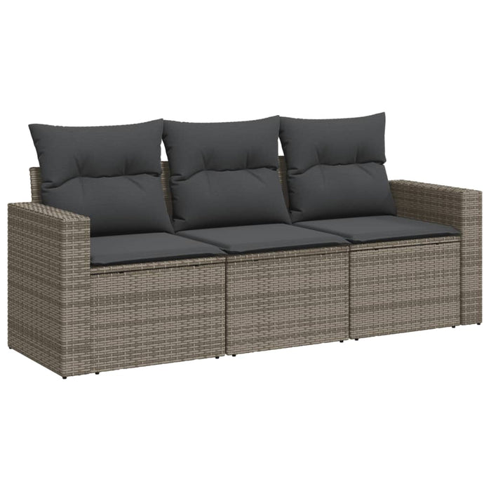 Set Divani da Giardino 3 pz con Cuscini Grigio in Polyrattan 3250997