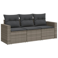 Set Divani da Giardino 3 pz con Cuscini Grigio in Polyrattan 3250997