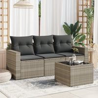 Set Divano da Giardino 4 pz con Cuscini-Sofa da Giardino-Divanetto da esterno Grigio Chiaro Polyrattan 163814