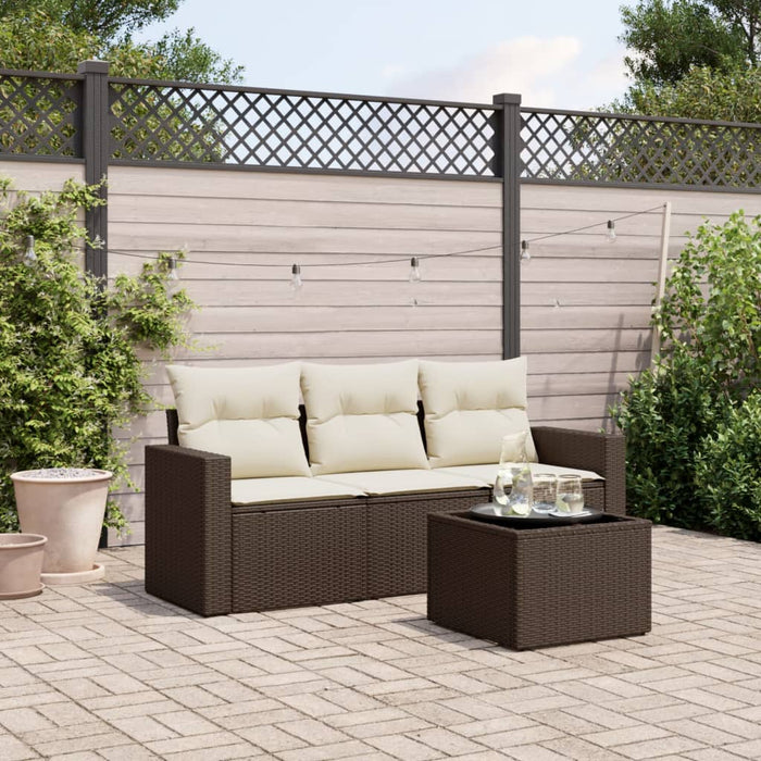 Set Divano da Giardino 4 pz con Cuscini-Sofa da Giardino-Divanetto da esterno Marrone in Polyrattan 414870