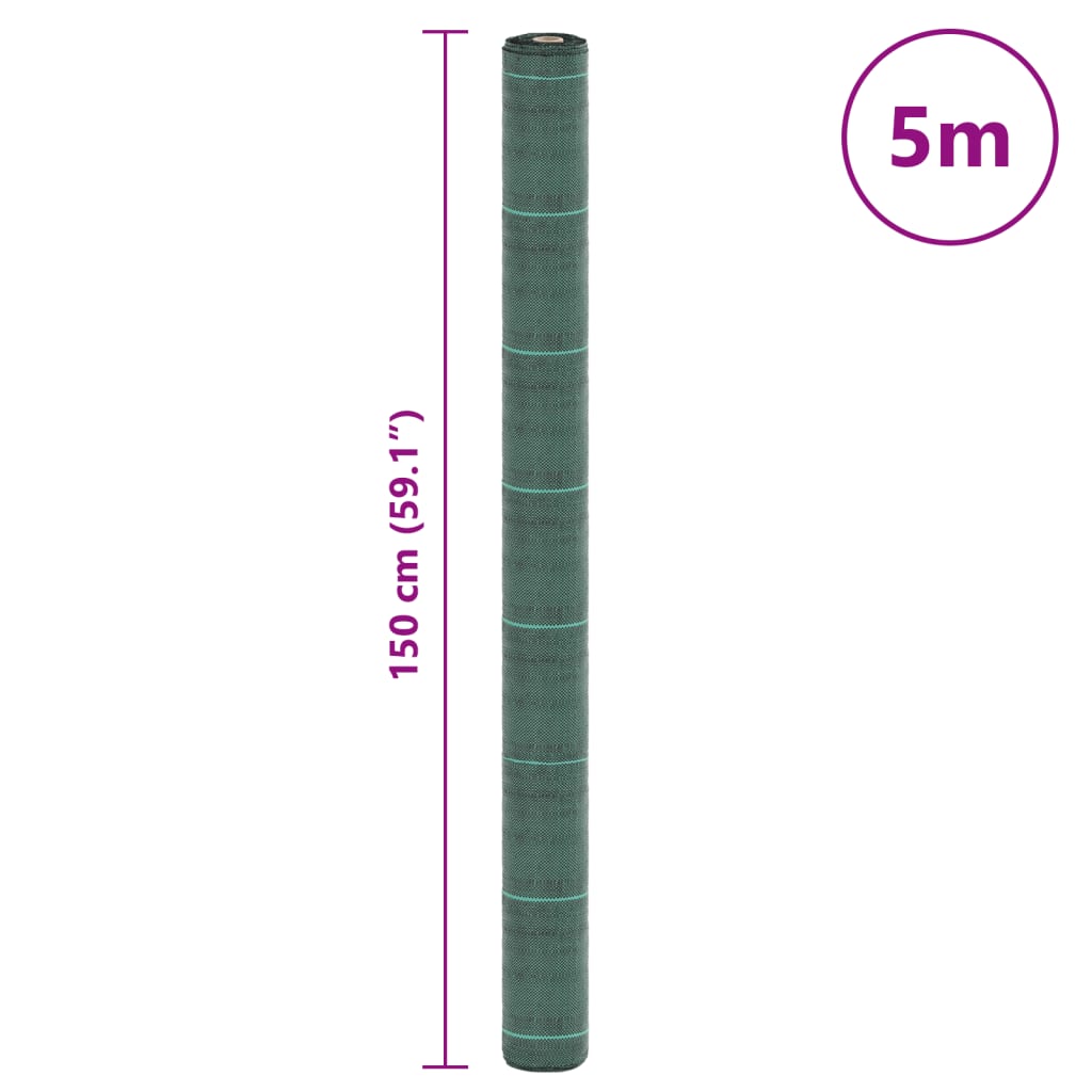 vidaXL Membrana Antierbacce Verde 1,5x5 m in PP