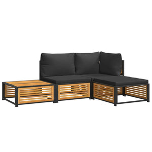 Set Divani da Giardino 4pz con Cuscini Legno Massello di Acacia 3214877
