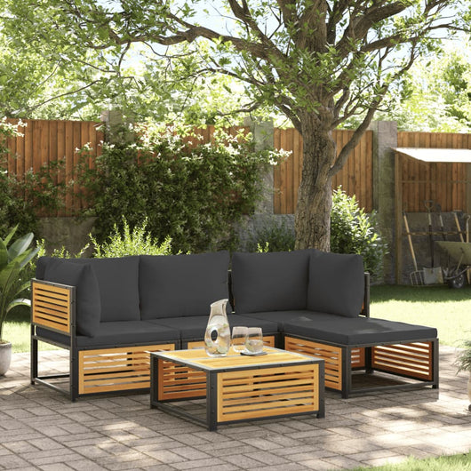 vidaXL Set Divano da Giardino 5 pz con Cuscini Legno Massello Acacia