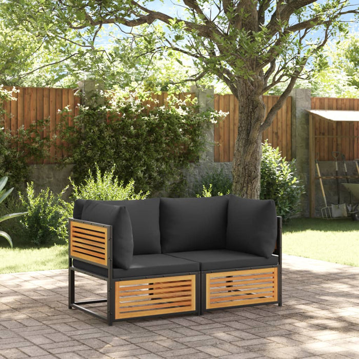 vidaXL Set Divani da Giardino 2pz con Cuscini Legno Massello di Acacia