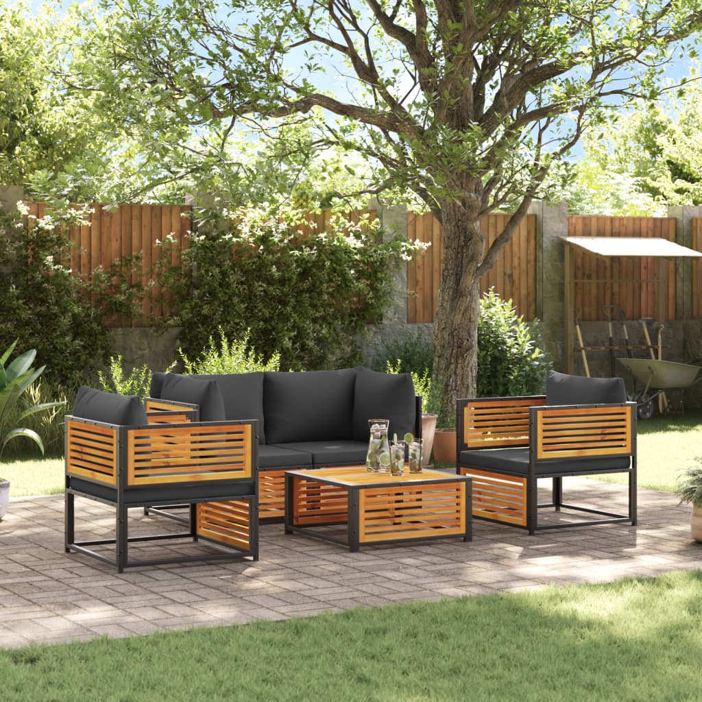 vidaXL Set Divano da Giardino 5 pz con Cuscini Legno Massello Acacia