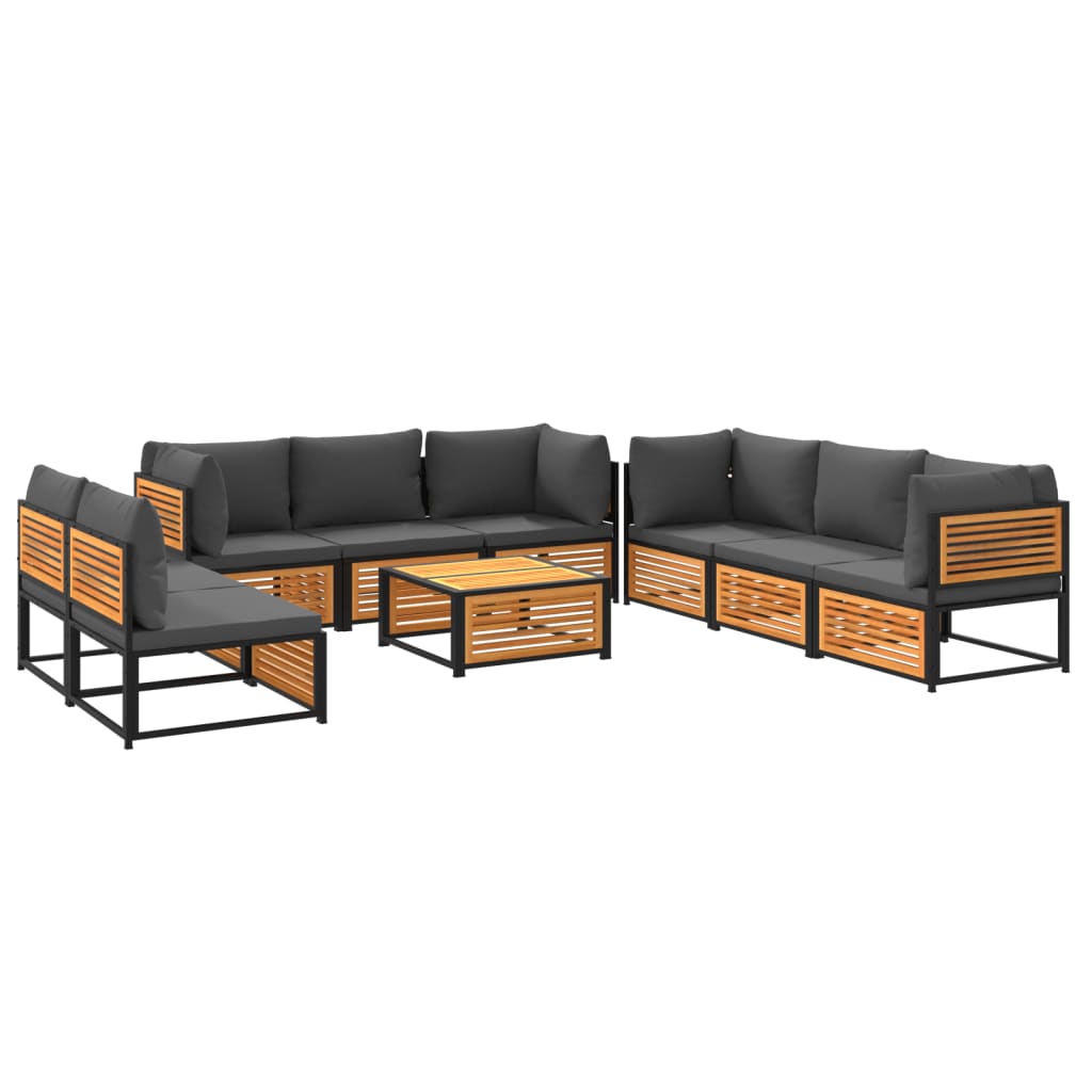 vidaXL Set Divano Giardino 9 pz con Cuscini Legno Massello di Acacia