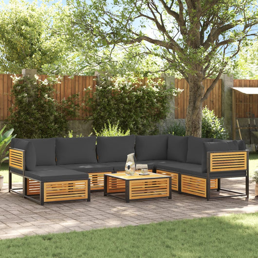 vidaXL Set Divano da Giardino 8pz con Cuscini Legno Massello di Acacia