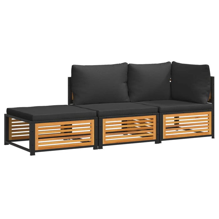 Set Divano da Giardino 3pz con Cuscini Legno Massello di Acacia 3214903
