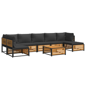 Set Divano da Giardino 8pz con Cuscini Legno Massello di Acacia