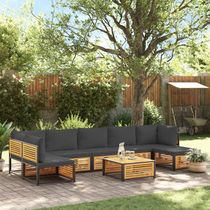Set Divano da Giardino 8pz con Cuscini Legno Massello di Acacia