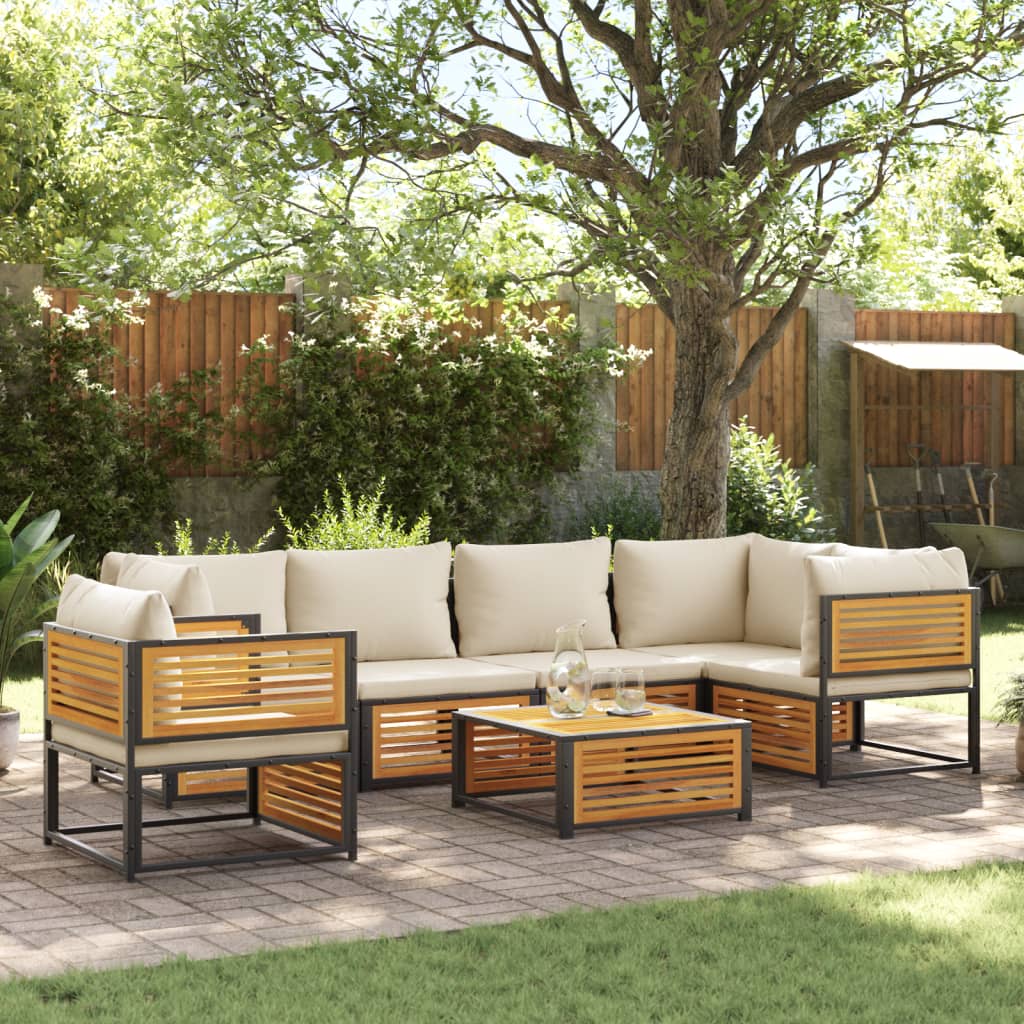 vidaXL Set Divano da Giardino 7 pz con Cuscini Legno Massello Acacia