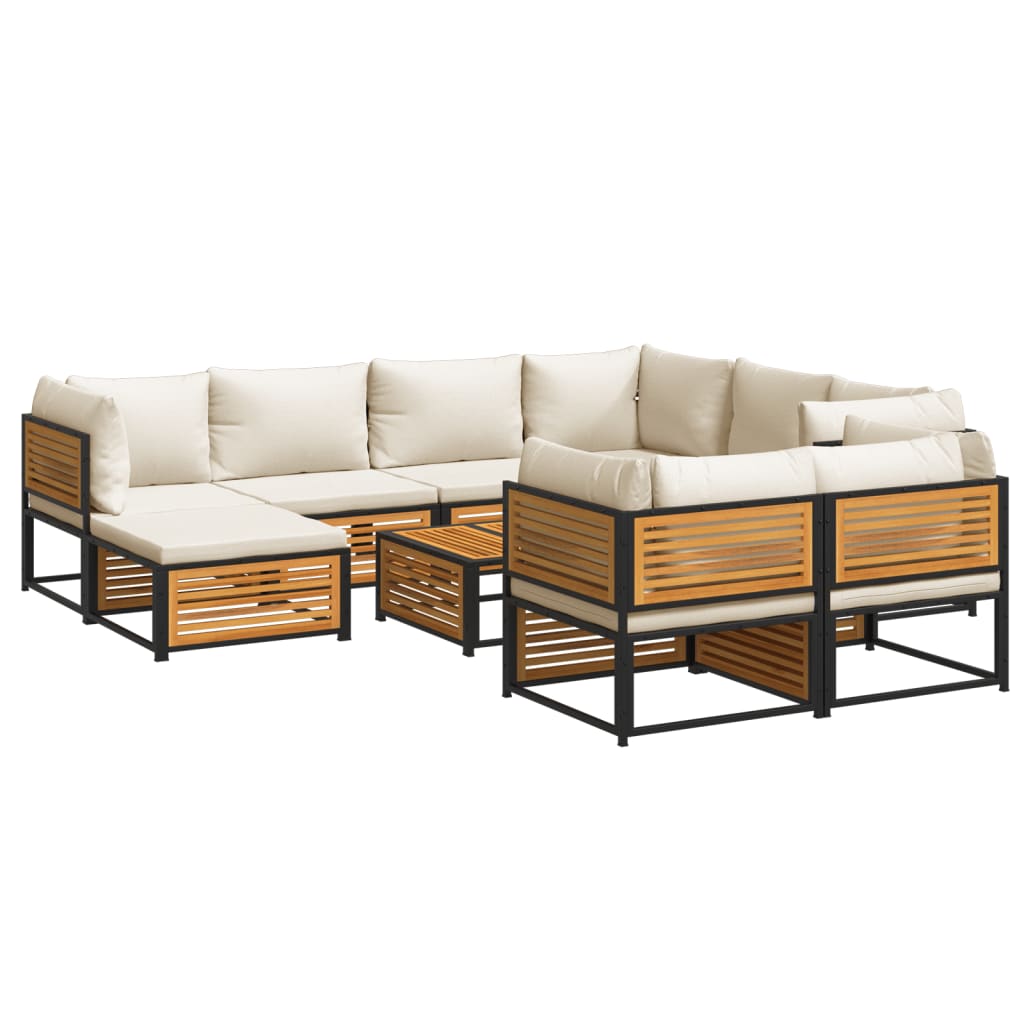 vidaXL Set Divani da Giardino 10pz con Cuscini Legno Massello Acacia