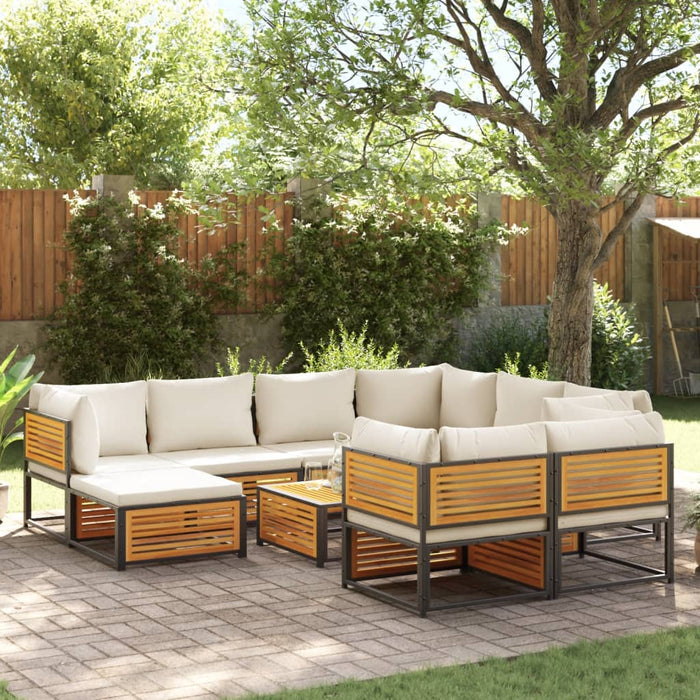 vidaXL Set Divani da Giardino 10pz con Cuscini Legno Massello Acacia