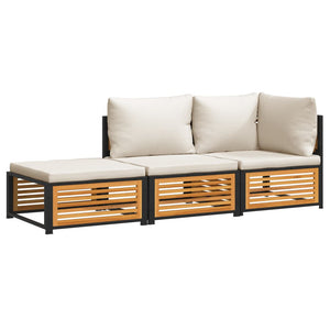 Set Divano da Giardino 3pz con Cuscini-Sofa da Giardino-Divanetto da esterno Legno Massello di Acacia