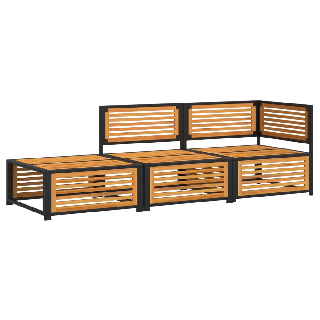 Set Divano da Giardino 3pz con Cuscini-Sofa da Giardino-Divanetto da esterno Legno Massello di Acacia