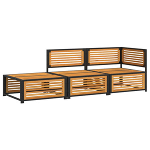Set Divano da Giardino 3pz con Cuscini-Sofa da Giardino-Divanetto da esterno Legno Massello di Acacia