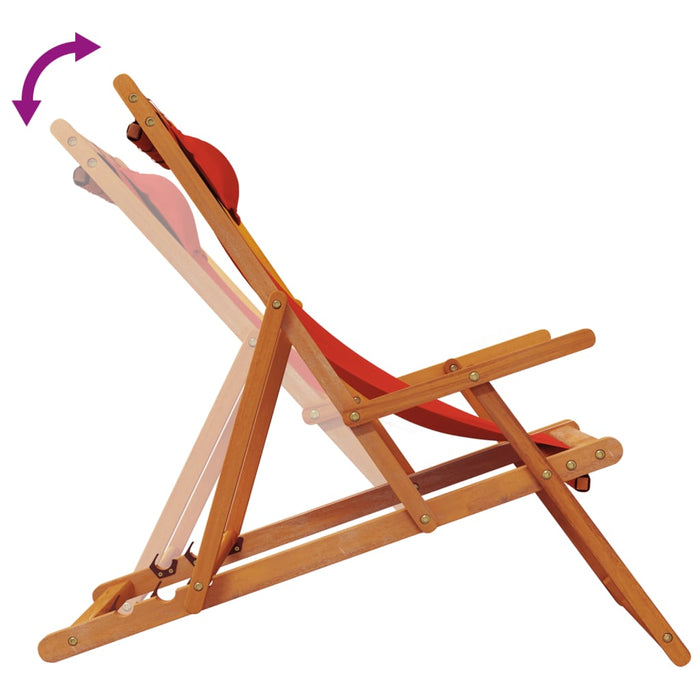 Sedie da Spiaggia Pieghevoli 2 pz in Tessuto Rosso 3214480