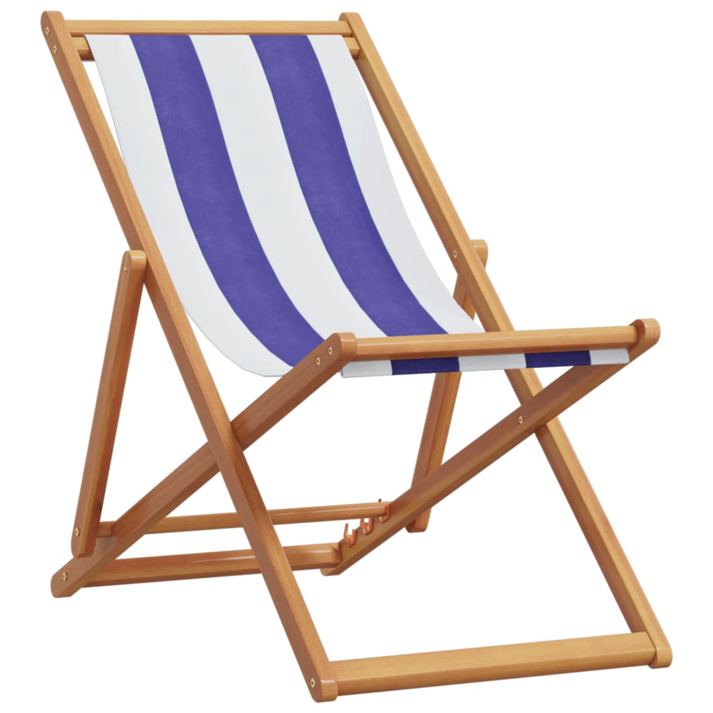 vidaXL Sedie da Spiaggia Pieghevoli 2 pz Blu e Bianco Tessuto e Legno