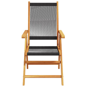 Sedie da Giardino Reclinabili 6pz Nere Legno Massello di Acacia 3214530