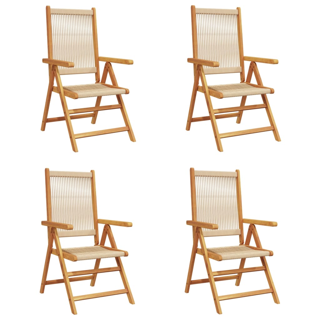 vidaXL Sedie da Giardino Reclinabili 4pz Beige Legno Massello Acacia