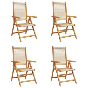 vidaXL Sedie da Giardino Reclinabili 4pz Beige Legno Massello Acacia