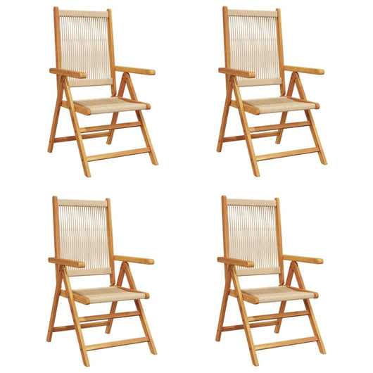 vidaXL Sedie da Giardino Reclinabili 4pz Beige Legno Massello Acacia
