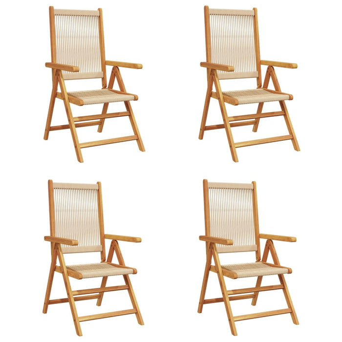 vidaXL Sedie da Giardino Reclinabili 4pz Beige Legno Massello Acacia