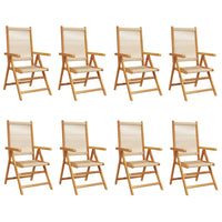 Sedie da Giardino Reclinabili 8pz Beige Legno Massello Acacia