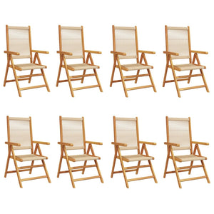 Sedie da Giardino Reclinabili 8pz Beige Legno Massello Acacia