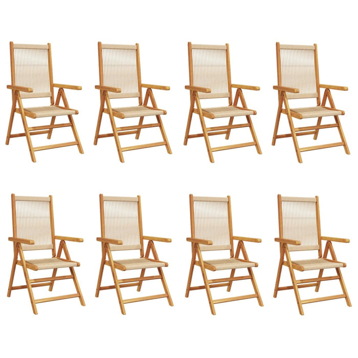 Sedie da Giardino Reclinabili 8pz Beige Legno Massello Acacia