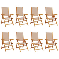 Sedie Giardino Reclinabili 8pz Tortora Tessuto e Legno Massello 3214546