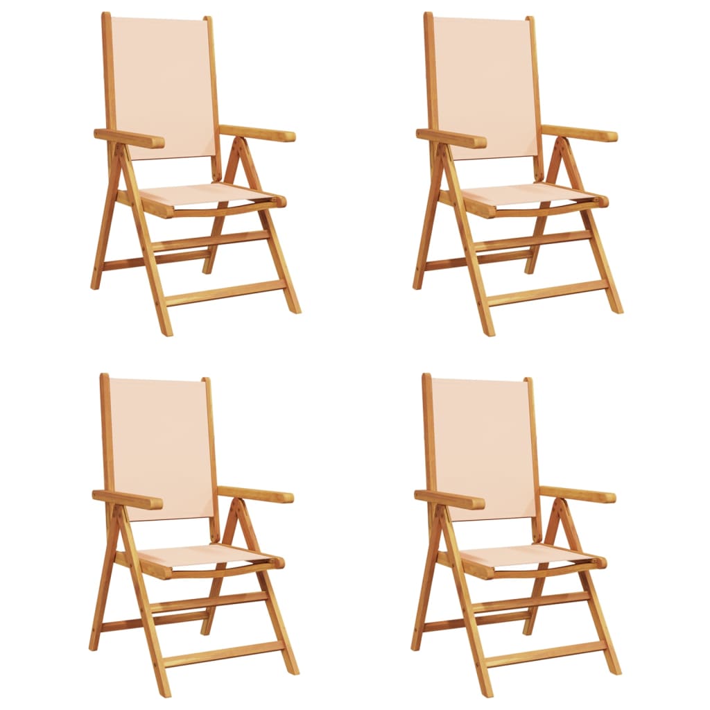 Sedie Giardino Reclinabili 4 pz Beige Tessuto e Legno Massello 3214547