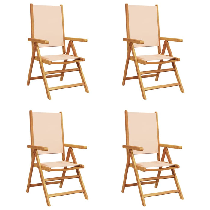 Sedie Giardino Reclinabili 4 pz Beige Tessuto e Legno Massello 3214547