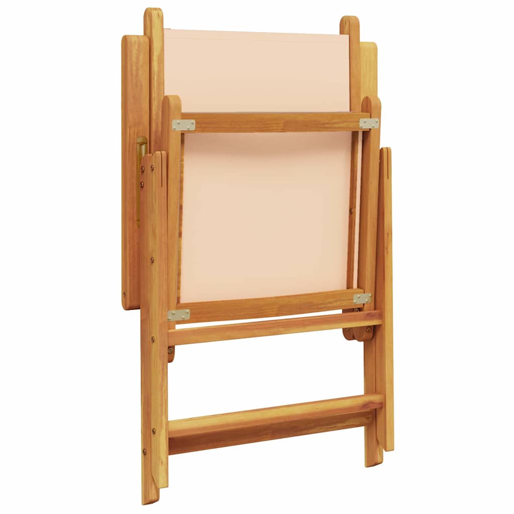Sedie Giardino Reclinabili 4 pz Beige Tessuto e Legno Massello 3214547